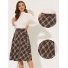 imageAllegra K Womens Tartan Plaid High Waist Belted Vintage ALine Midi SkirtBrown White
