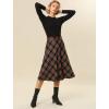 imageAllegra K Womens Tartan Plaid High Waist Belted Vintage ALine Midi SkirtDark Blue