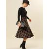 imageAllegra K Womens Tartan Plaid High Waist Belted Vintage ALine Midi SkirtDark Blue