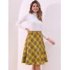 imageAllegra K Womens Tartan Plaid High Waist Belted Vintage ALine Midi SkirtDark Yellow