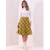 imageAllegra K Womens Tartan Plaid High Waist Belted Vintage ALine Midi SkirtDark Yellow