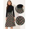 imageAllegra K Womens Tartan Plaid High Waist Belted Vintage ALine Midi SkirtGreen Red