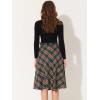 imageAllegra K Womens Tartan Plaid High Waist Belted Vintage ALine Midi SkirtGreen Red