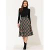 imageAllegra K Womens Tartan Plaid High Waist Belted Vintage ALine Midi SkirtGreen Red