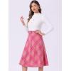 imageAllegra K Womens Tartan Plaid High Waist Belted Vintage ALine Midi SkirtHot Pink