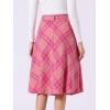 imageAllegra K Womens Tartan Plaid High Waist Belted Vintage ALine Midi SkirtHot Pink