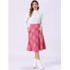 imageAllegra K Womens Tartan Plaid High Waist Belted Vintage ALine Midi SkirtHot Pink
