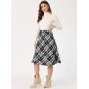 imageAllegra K Womens Tartan Plaid High Waist Belted Vintage ALine Midi SkirtJet Black Plaid