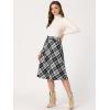 imageAllegra K Womens Tartan Plaid High Waist Belted Vintage ALine Midi SkirtJet Black Plaid