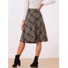 imageAllegra K Womens Tartan Plaid High Waist Belted Vintage ALine Midi SkirtKhaki