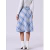 imageAllegra K Womens Tartan Plaid High Waist Belted Vintage ALine Midi SkirtLight Blue