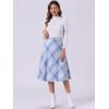imageAllegra K Womens Tartan Plaid High Waist Belted Vintage ALine Midi SkirtLight Blue