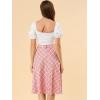 imageAllegra K Womens Tartan Plaid High Waist Belted Vintage ALine Midi SkirtPink