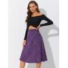 imageAllegra K Womens Tartan Plaid High Waist Belted Vintage ALine Midi SkirtPurple