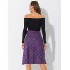 imageAllegra K Womens Tartan Plaid High Waist Belted Vintage ALine Midi SkirtPurple