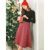 imageAllegra K Womens Tartan Plaid High Waist Belted Vintage ALine Midi SkirtRed