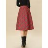 imageAllegra K Womens Tartan Plaid High Waist Belted Vintage ALine Midi SkirtRed