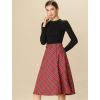 imageAllegra K Womens Tartan Plaid High Waist Belted Vintage ALine Midi SkirtRed
