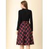 imageAllegra K Womens Tartan Plaid High Waist Belted Vintage ALine Midi SkirtRed Blue