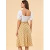 imageAllegra K Womens Tartan Plaid High Waist Belted Vintage ALine Midi SkirtYellow