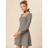 imageAllegra K Womens Vintage Plaid Dress Retro Square Neck Long Sleeve Office Work Christmas Mini DressesBrown