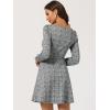 imageAllegra K Womens Vintage Plaid Dress Retro Square Neck Long Sleeve Office Work Christmas Mini DressesGreen