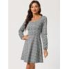 imageAllegra K Womens Vintage Plaid Dress Retro Square Neck Long Sleeve Office Work Christmas Mini DressesGreen
