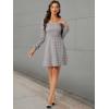 imageAllegra K Womens Vintage Plaid Dress Retro Square Neck Long Sleeve Office Work Christmas Mini DressesPinks