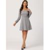imageAllegra K Womens Vintage Plaid Dress Retro Square Neck Long Sleeve Office Work Christmas Mini DressesPinks