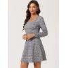 imageAllegra K Womens Vintage Plaid Dress Retro Square Neck Long Sleeve Office Work Christmas Mini DressesPurple