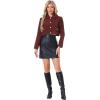 imageAllegra K Button Blazer for Womens Short Suit Collared Crop Tweed JacketWine Red
