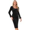 imageAllegra K Fall Velvet Long Sleeve Dress for Womens Feather Sleeve Square Neck Cocktail Party Sexy Bodycon DressesBlack