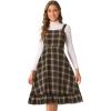 imageAllegra K Plaid Dress for Women Ruffled Sleeveless Vintage Tie Waist ALine Pinafore Overall DressesKhaki Brown