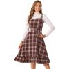 imageAllegra K Plaid Dress for Women Ruffled Sleeveless Vintage Tie Waist ALine Pinafore Overall DressesRed Black