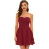 imageAllegra K Strapless Tube Mini Dresses for Womens Flare Solid Cocktail Party DressWine Red