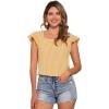 imageAllegra K Summer Gingham Tops for Womens Square Neck Ruffle Cap Sleeve BlousesLight Yellow