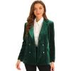 imageAllegra K Velvet Blazers for Womens Notched Lapel Long Sleeve Double Breasted Blazer JacketDark Green