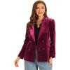 imageAllegra K Velvet Blazers for Womens Notched Lapel Long Sleeve Double Breasted Blazer JacketDark Red