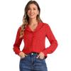 imageAllegra K Womens 1950s Vintage Long Sleeve Printed Button Down TopsDark Red Heart