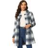 imageAllegra K Womens Buffalo Checks Shacket Button Down Peter Pan Collar Long Winter Plaid CoatBlue White