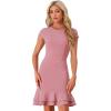 imageAllegra K Womens Cap Sleeves Round Neck Tiered Ruffled Hem Above Knee DressDark Pink