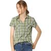 imageAllegra K Womens Cotton Classic Button Down Western Plaid ShirtLight Green