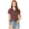 imageAllegra K Womens Cotton Classic Button Down Western Plaid ShirtRed Green