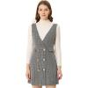 imageAllegra K Womens Elegant Vintage Button Front V Neck Plaid Tweed Overalls Pinafore DressApricot