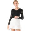 imageAllegra K Womens Floral Embroidery Sheer Long Sleeves Lace Blouse TopBlack