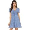 imageAllegra K Womens Floral Ruffle Trim Tie Front Dresses Short Sleeve Summer Flowy DressBlue
