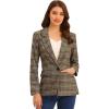 imageAllegra K Womens Notched Lapel One Button Boyfriend Blazer Suit Plaid Blazer JacketBlue Brown