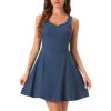 imageAllegra K Womens Party Sexy Dress Sleeveless Sweetheart Neck Cocktail Fit and Flare A Line Swing Tank Mini DressesDark Blue