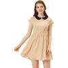 imageAllegra K Womens Peter Pan Collar Short Sleeves Contrast ALine Polka Dots DressBeige
