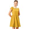 imageAllegra K Womens Peter Pan Collar Short Sleeves Contrast ALine Polka Dots DressMustard